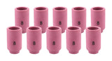 Ten pink size 8 alumina TIG cups