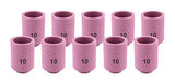 Ten pink size 10 alumina TIG cups