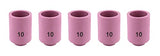 Five pink size 10 alumina TIG cups