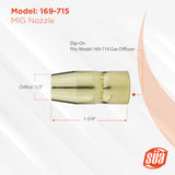 169-715 MIG nozzle dimensions and 1/2-inch opening