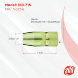 169-715 MIG nozzle dimensions and mounting diagram