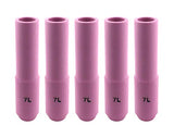 Five long size 7L pink TIG cups
