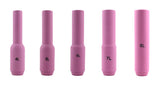 Long pink TIG cups in sizes 4L, 5L, 6L, 7L and 8L