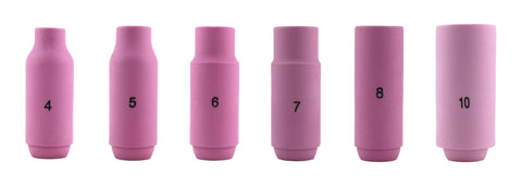 Regular pink TIG cups in sizes 4, 5, 6, 7, 8 and 10