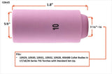 Size 10 regular TIG cup dimensions and fit diagram