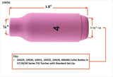 Size 4 regular TIG cup dimensions and fit diagram