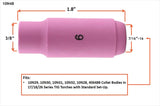 Size 6 regular TIG cup dimensions and fit diagram