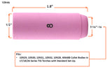 Size 8 regular TIG cup dimensions and fit diagram
