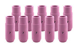 Ten regular size 7 pink TIG cups