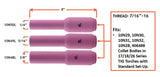 Long TIG cups 4L, 5L and 6L dimension chart