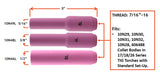 Long TIG cups 5L, 6L and 8L dimension chart
