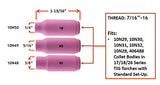 Regular TIG cups 4, 5 and 6 dimension chart