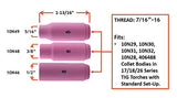 Regular TIG cups 5, 6 and 8 dimension chart