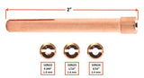 Standard copper TIG collet dimensions and small bore sizes