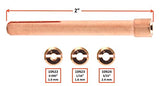 Two-inch copper TIG collet dimensions and bore sizes