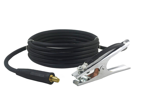 Ground clamp lead with LC40-style plug and coiled cable