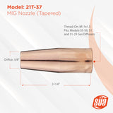 21T-37 tapered MIG nozzle dimensions and 3/8-inch opening