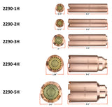 2290H size chart comparing tip lengths and head diameters