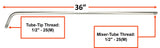 36-inch 2393 heating tube dimensions and threaded connections