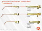 23A90 mixer and Harris-style torch-handle compatibility chart