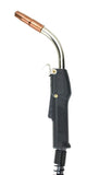 Close view of 250A MIG gun handle, curved neck and copper nozzle
