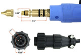 Miller M25-style power plug dimensions and 2-pin trigger connection