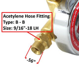 25HX acetylene regulator left-hand hose outlet