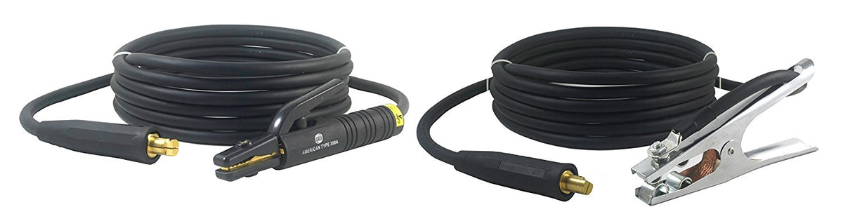 300A #1 AWG welding lead pair with Dinse connectors