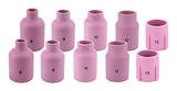 Alumina Nozzle Cups for TIG Welding Torches Series 9/20/25/17/18/26 with Large Diameter Gas Lens Set-Up - Assorted Sizes - Regular, Long and X-Long