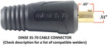 Dinse 35-70 welding cable plug with pin dimensions