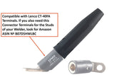 LC40 cable connector and compatible Lenco CT-40FA stud terminal illustration