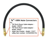 40V77-18 argon hose with 5/8-18 RH male connectors at both ends