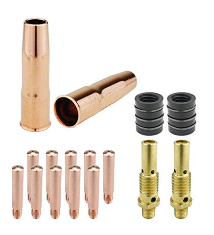 MIG Gun Consumables Kit - Compatible with Lincoln/Magnum 200 & 250 and Tweco #2-52 Diffuser - 32 Insulator - Heavy-Duty Tip - 22 Nozzle
