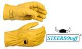 Weldas STEERSOtuff Yellow Top Grain Cowhide, Keystone Thumb - Material Handling/Work DriverÃ‚Â´s Style Gloves - Size M