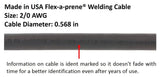 2/0 AWG Flex-A-Prene cable markings and outside diameter