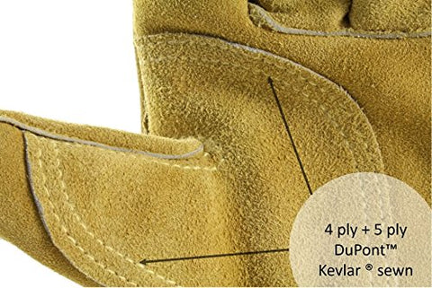 (6 PAIRS) Weldas COMFOflex Air Cushioned - Split Leather Premium Welding Gloves - Cotton/Foam Lined - 14 inches - (6 PAIRS)