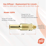 52FN MIG gas diffuser dimensions and thread diagram