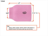 53N60 size 6 regular ceramic TIG gas-lens cup dimensions