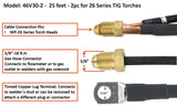 TIG Torch Power Cable - 2pc for 26 Series TIG Torches, 46V28-2 & 46V30-2