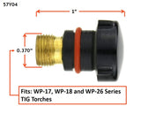 57Y04 short TIG back-cap dimension diagram