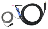 6-pin controlled TIG torch with alternate inline Dinse connector