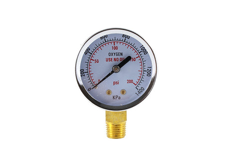 Pressure Gauge for Oxygen Regulator - 1/4" Connector