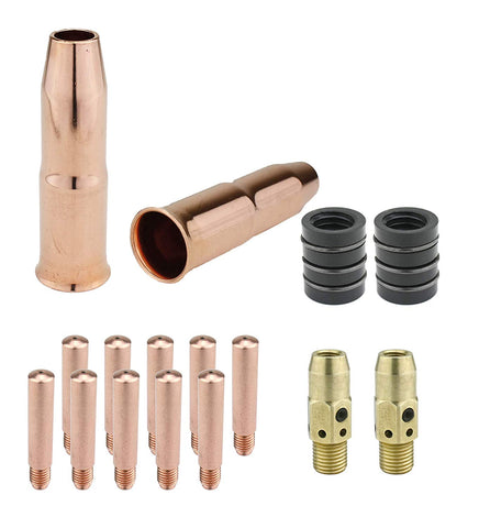 MIG Gun Consumables Kit - Compatible with Lincoln/Magnum 300 & 400 and Tweco #3 & #4-54A Diffuser - 34A Insulator - Heavy-Duty Tip - 24A Nozzle