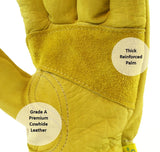 Weldas STEERSOtuff Yellow Top Grain Cowhide, Keystone Thumb - Material Handling/Work Driver´s Style Gloves - Size L
