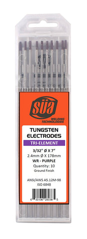 Tri-Element Tungsten Electrode - TIG Welding - (Purple Tip) - (10 PACK)
