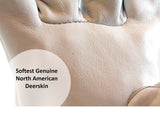 Weldas DEERSOsoft Pearl Grain Deerskin, 4" Cowhide Cuff - Welding MIG/TIG Gloves - Kevlar Sewn
