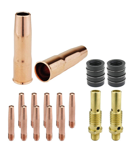 MIG Gun Consumables Kit - Compatible with Lincoln/Magnum 200 & 250 and Tweco #2-52 Diffuser - 32 Insulator - Tapered Tip - 22 Nozzle