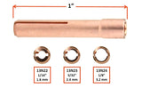 Compact copper TIG collet dimensions and three bore sizes