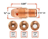Compact TIG collet body bore size comparison