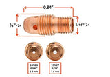 Compact TIG collet body dimensions and thread diagram
